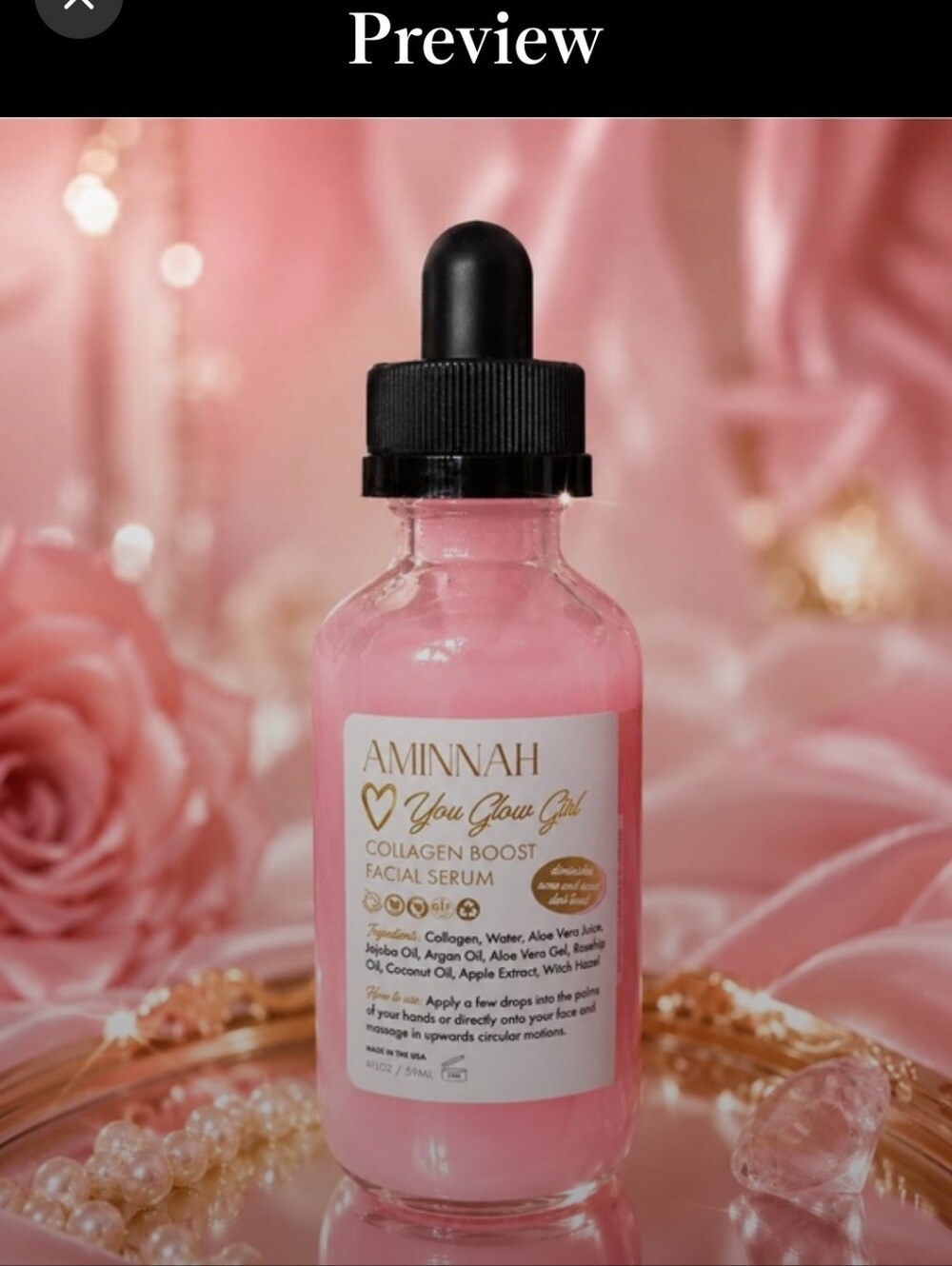 AMINNAH You Glow Girl Collagen Boost Facial Serum New